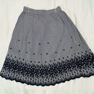 Kate Spade Black and White Striped A-Line Skirt